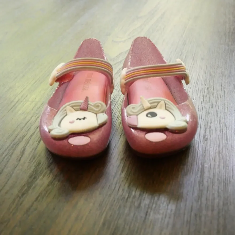 Mini Melissa Pink Glitter UNICORN Mary Jane Shoes Toddler Girls Size 6